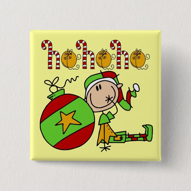 Chapa Cuadrada Navidades Cute Elf Ho Ho (Anverso)
