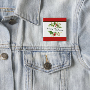 Chapa Cuadrada Navidades de acuarela personalizado Holiday