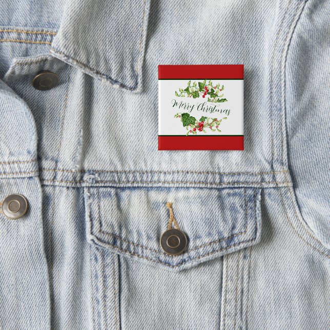 Chapa Cuadrada Navidades de acuarela personalizado Holiday (In situ)