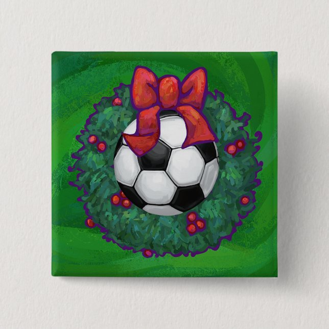 Chapa Cuadrada Navidades de baloncesto de fútbol (Anverso)