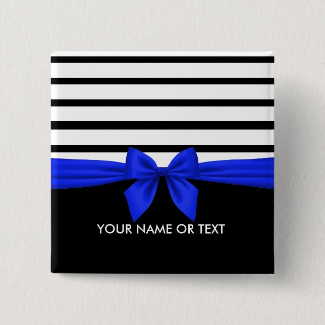 Chapa Cuadrada Navidades de banda blanca negra personalizada Blue (Anverso)