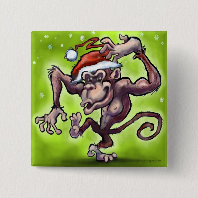 Chapa Cuadrada Navidades de Chimpanzee (Anverso)
