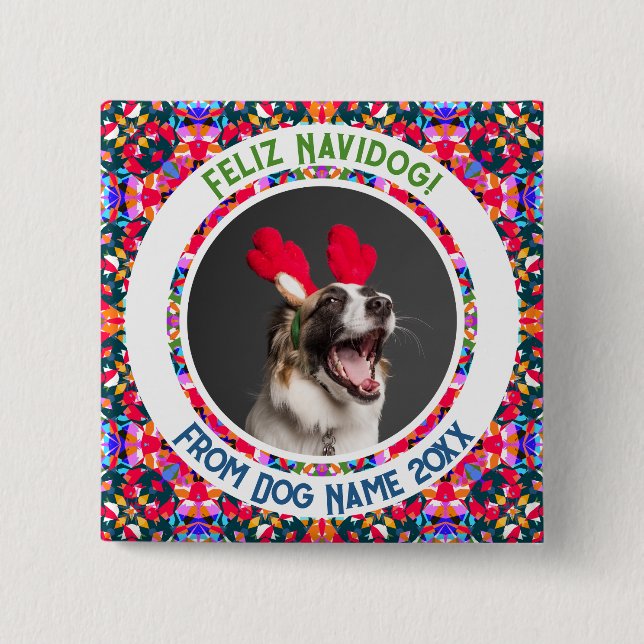 Chapa Cuadrada Navidades de fotos personalizados Perro Mamá Mamá  (Anverso)