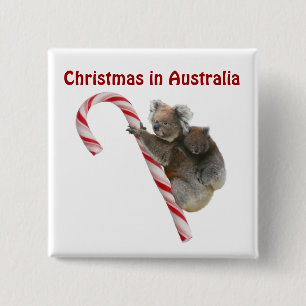 Chapa Cuadrada Navidades de mamá y Joey Koala Candy Cane