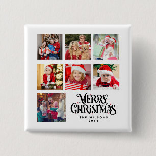 Chapa Cuadrada Navidades de nombre de familia de Collage de fotos