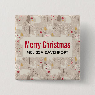 Chapa Cuadrada Navidades de patrones nórdicos de animales de la T