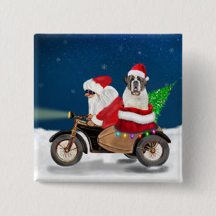 Chapa Cuadrada Navidades de Perro de San Bernardo Santa Claus