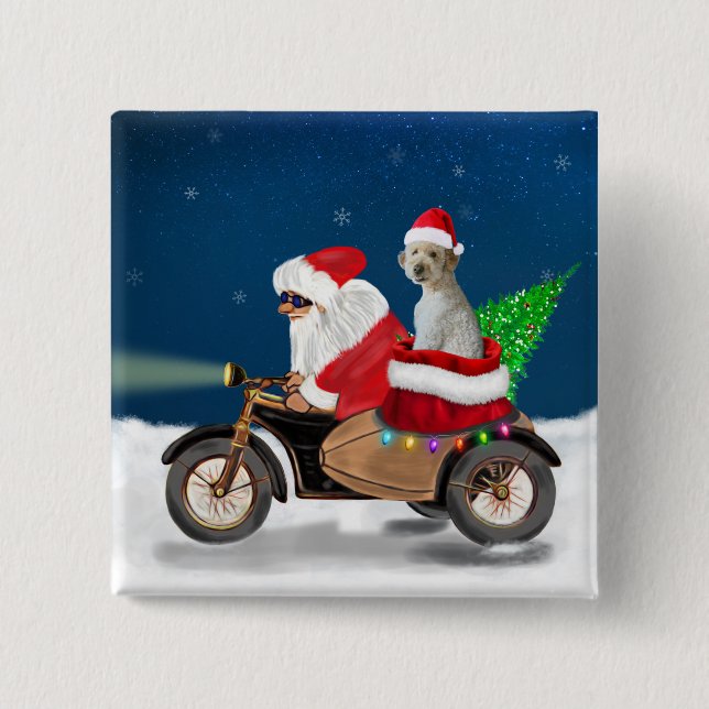 Chapa Cuadrada Navidades de perro Goldendoodle (Anverso)