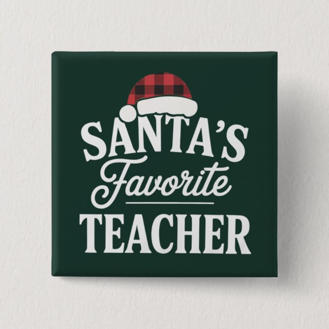 Chapa Cuadrada Navidades de profesores favoritos de Santa Claus e (Anverso)