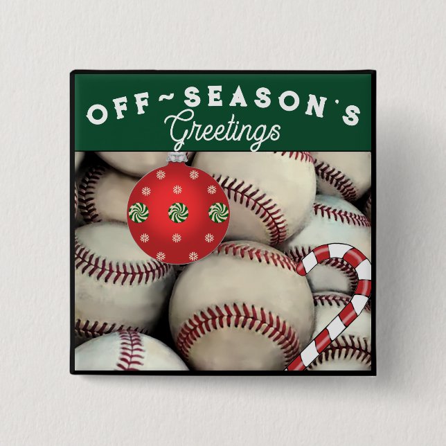 Chapa Cuadrada Navidades de regalo de vacaciones de béisbol Stock (Anverso)
