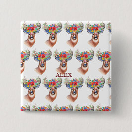 Chapa Cuadrada Navidades de renos de flores de Paterna