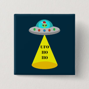 Chapa Cuadrada Navidades de UFO Ho Ho Alien volador