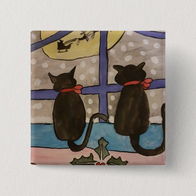 Chapa Cuadrada Navidades del gato negro (Anverso)