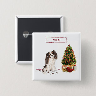 Chapa Cuadrada Navidades divertidos de Tri-Color King Charles Spa