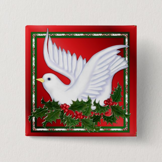 Chapa Cuadrada Navidades Dove y Holly (Anverso)
