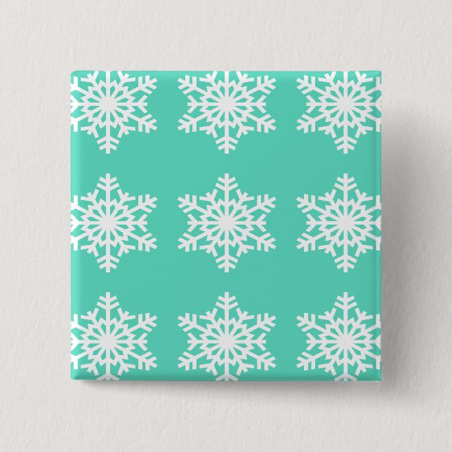 Chapa Cuadrada Navidades en Tiffanys Aqua Blue Snowflakes (Anverso)