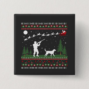 Chapa Cuadrada Navidades feos Estación Santa de Caza de Suéter