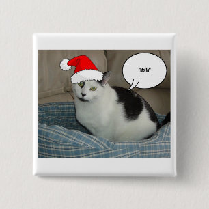 Chapa Cuadrada Navidades Gatito Blanco y Negro