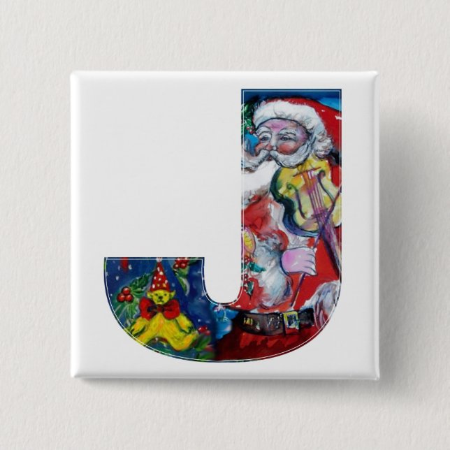 CHAPA CUADRADA NAVIDADES J LETTER / SANTA CON MONOGRAMA VIOLÍN (Anverso)