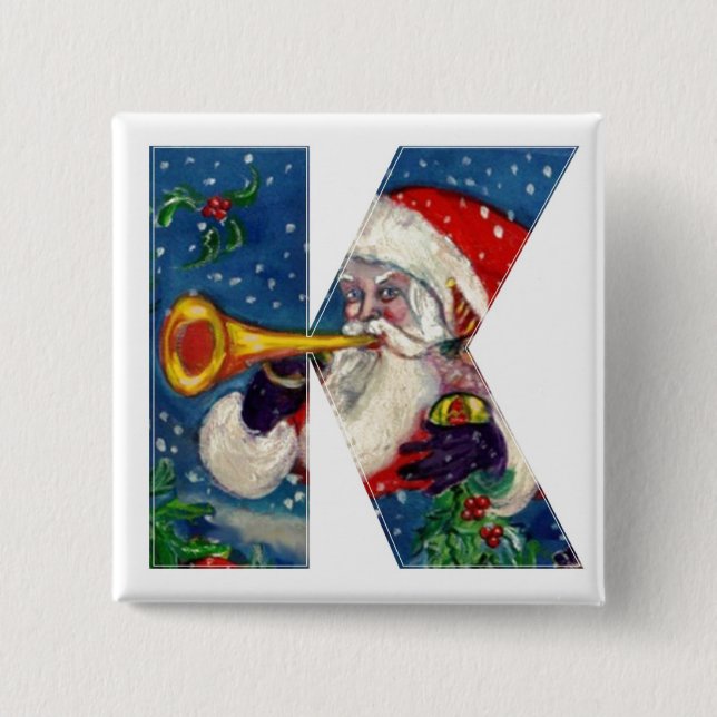 CHAPA CUADRADA NAVIDADES K LETTER / SANTA BUGLER MONOGRAM (Anverso)
