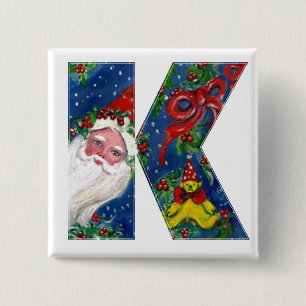 CHAPA CUADRADA NAVIDADES K LETTER / SANTA RED RIBBON MONOGRAM
