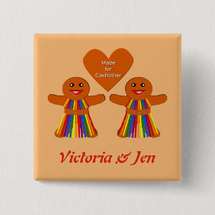 Chapa Cuadrada Navidades lesbianas Gingerbread Damas Personalizad