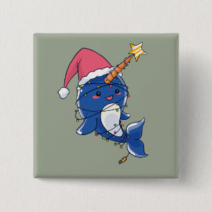Chapa Cuadrada Navidades Narwhale