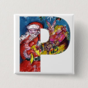 CHAPA CUADRADA NAVIDADES P LETRA / SANTA CON GIFTS MONOGRAM