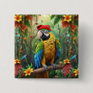 Chapa Cuadrada Navidades Parrot As Santa Claus-76349