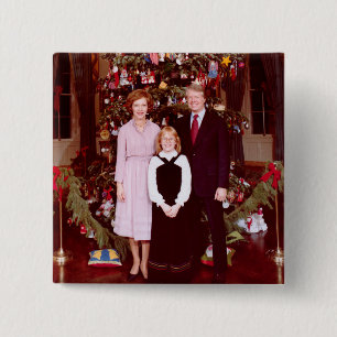 Chapa Cuadrada Navidades Presidente James Jimmy Carter Casa Blanc