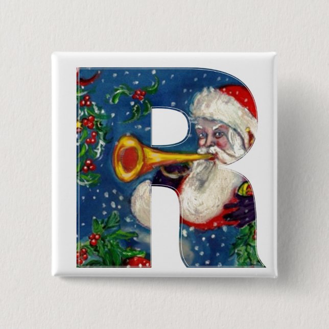 CHAPA CUADRADA NAVIDADES R LETTER / SANTA BUGLER MONOGRAM (Anverso)