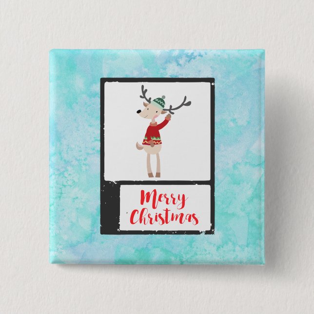 Chapa Cuadrada Navidades Renos En Un Feo Sudor De Whimsical (Anverso)