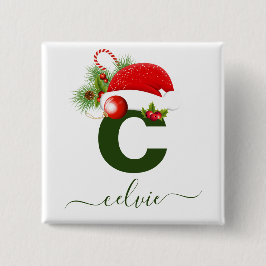 Chapa Cuadrada Navidades simples de monogramas personalizados por