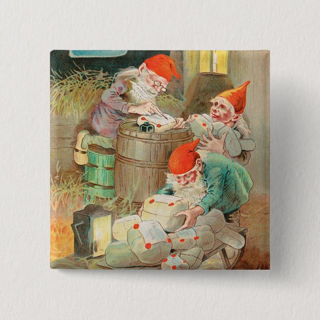 Chapa Cuadrada Navidades suecos Santa (por Jenny Nyström) (Anverso)