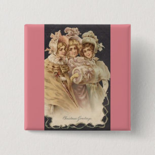 Chapa Cuadrada Navidades Victorianos De Color Rosa Vintage Insign