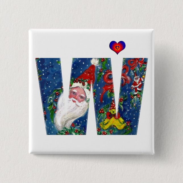 CHAPA CUADRADA NAVIDADES W CARTA / SANTA RED RIBBON MONOGRAM (Anverso)