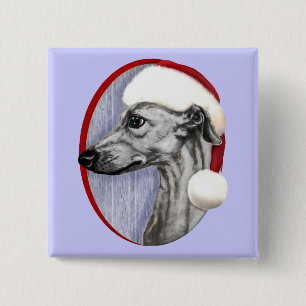 Chapa Cuadrada Navidades Whippet Black Santa