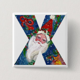 CHAPA CUADRADA NAVIDADES X CARTA / SANTA RED RIBBON MONOGRAM