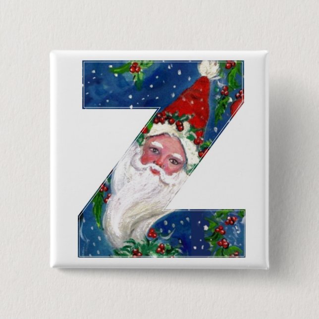 CHAPA CUADRADA NAVIDADES Z LETRA / SANTA RED RIBBON MONOGRAM (Anverso)