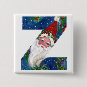 CHAPA CUADRADA NAVIDADES Z LETRA / SANTA RED RIBBON MONOGRAM