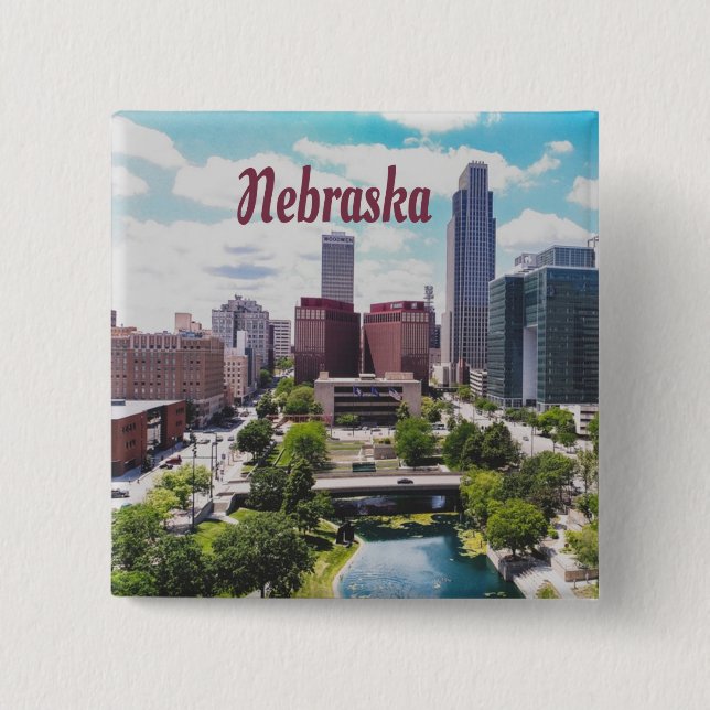 Chapa Cuadrada Nebraska City Skyline Omaha (Anverso)