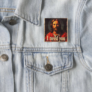 Chapa Cuadrada Necesito a Cristo Vintage