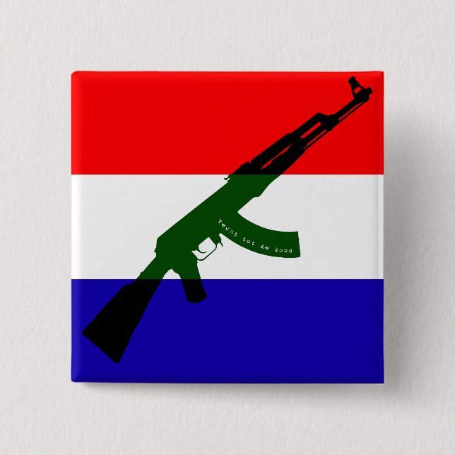 Chapa Cuadrada Nederlandse vlag met AK47 (Anverso)