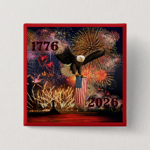 Chapa Cuadrada Negrita 1776 - 2026 El 250 aniversario de Estados