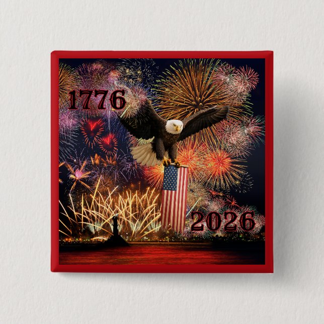Chapa Cuadrada Negrita 1776 - 2026 El 250 aniversario de Estados  (Anverso)