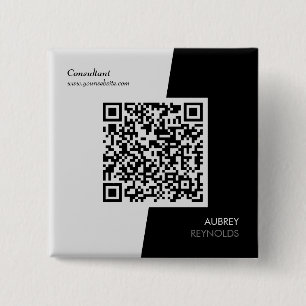 Chapa Cuadrada Negrita Moderno Código QR Profesional Negra Y Blan