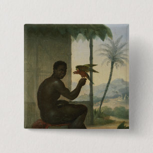 Chapa Cuadrada Negro brasileño con el pájaro tropical