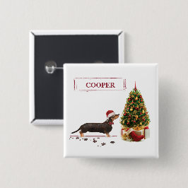 Chapa Cuadrada Negro y Tan Dachshund Navidades graciosos perro