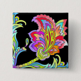 Chapa Cuadrada Neon Flowers