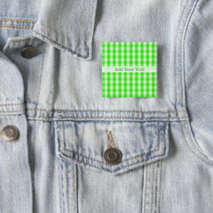 Chapa Cuadrada Neon Green Gingham Pattern de Shirley Taylor